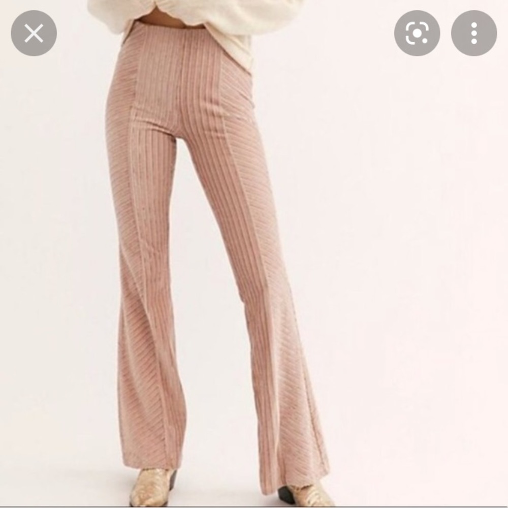 Free People Slim Pull on Velvet Flare Pant, champagne